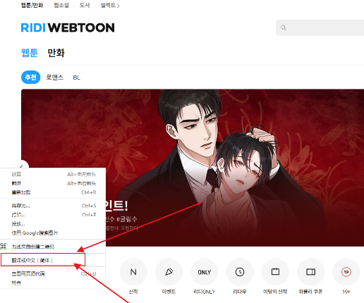 Ridibooks如何设置为中文